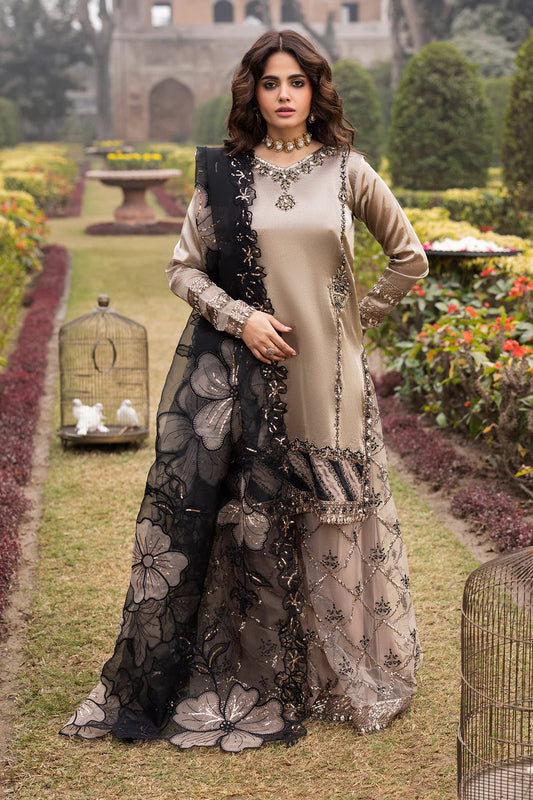 Mocha Brown Embellished Wide-Legged Sharara
