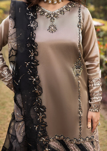 Mocha Brown Embellished Wide-Legged Sharara