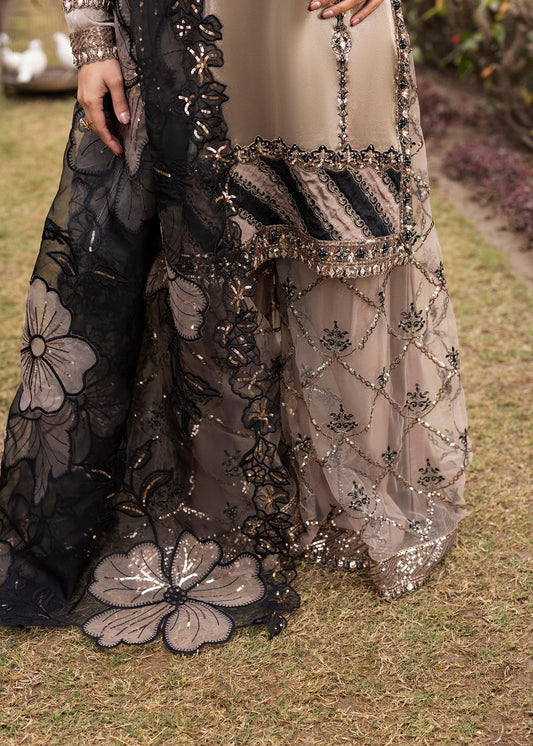 Mocha Brown Embellished Wide-Legged Sharara