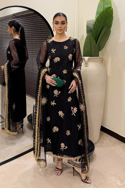 Hand Embroidered Black Partywear Suit