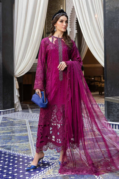 Magenta Heavy Chikankari Embroidered Lawn Suit