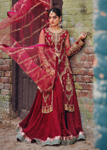 Maroon Embellished Crushed Sharara