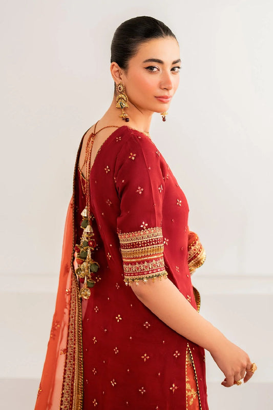 Maroon Embroidered Pure Chiffon Partywear Suit