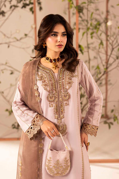 Mauve Pink Embellished & Embroidered Raw Silk Suit with Potil