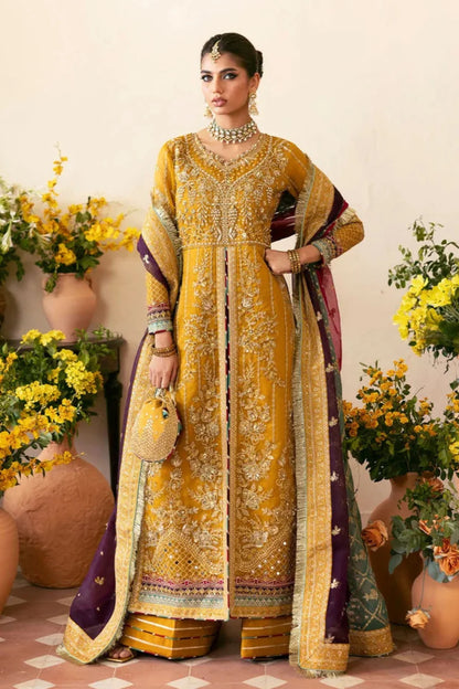 Mehndi Yellow Handmade Suit with Multicolor Dupatta