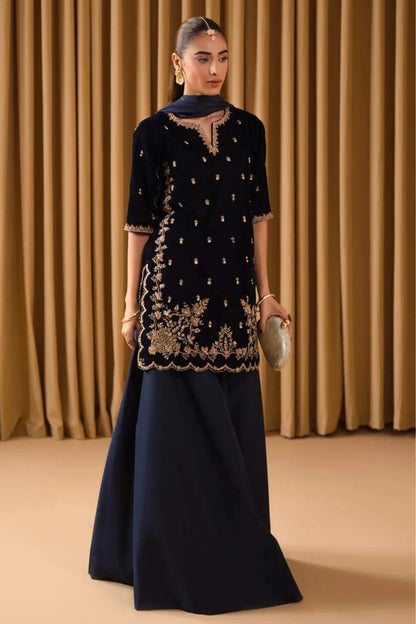 Navy Blue Handmade Pure Micro Velvet Suit