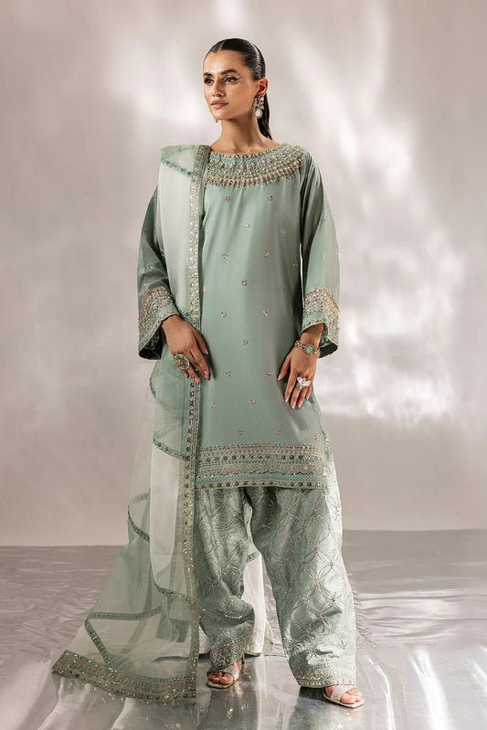 Mint Green Raw Silk Farshi Shalwar Suit