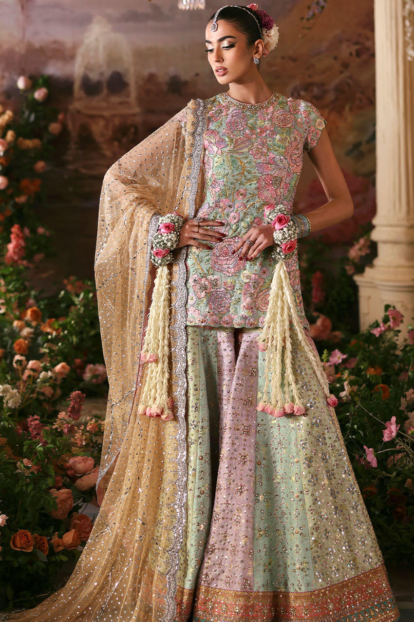 Multi Embellished Chiffon Bridal Lehenga