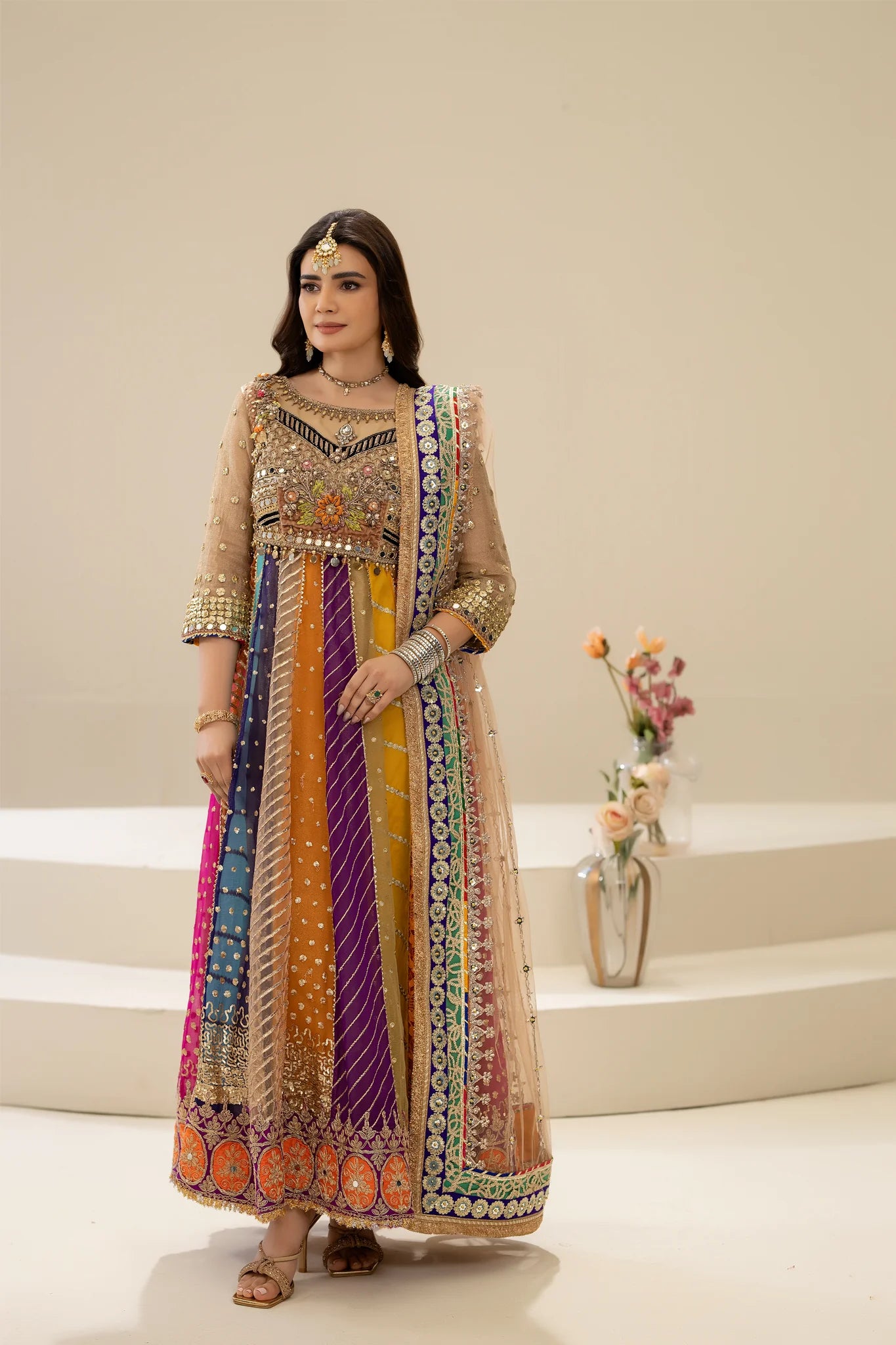 Handmade Multicolor Pure Maysuri Anarkali Maxi