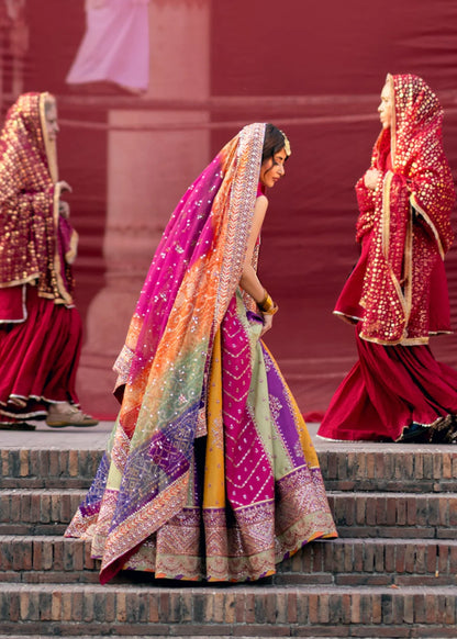 Sequence Embroidered Multicolor Silk Lehenga Choli