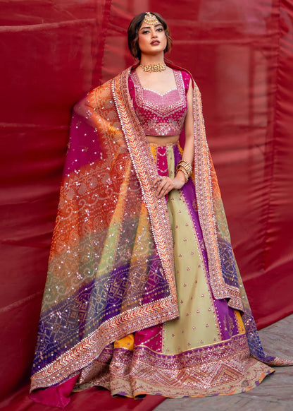 Sequence Embroidered Multicolor Silk Lehenga Choli