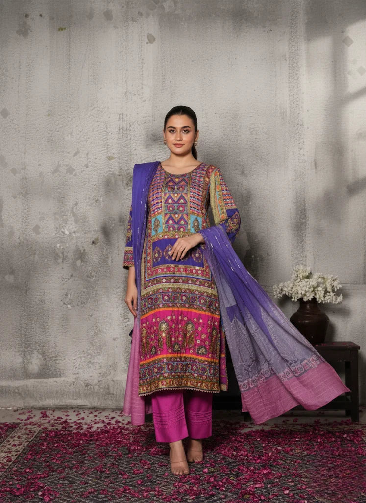 Handmade Multicolor Designer Silk Suit