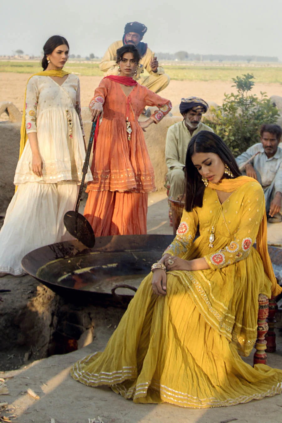 White Paper Cotton Peplum Top with Gharara