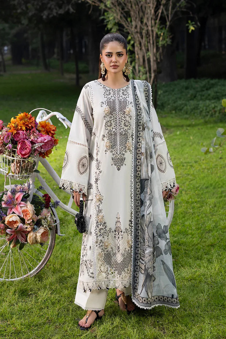 Off White Lawn Suit with Patchwork Embroidery