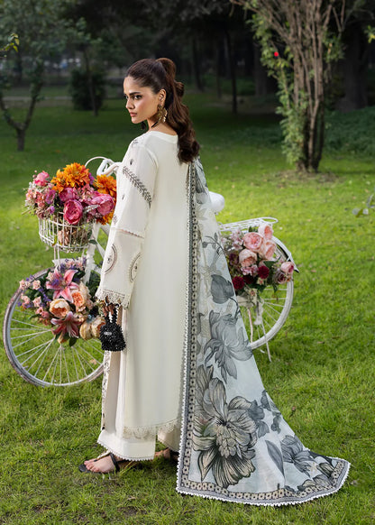 Off White Lawn Suit with Patchwork Embroidery