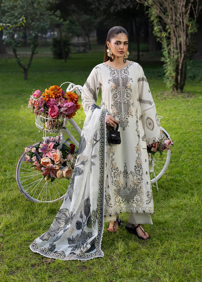 Off White Lawn Suit with Patchwork Embroidery