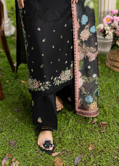 Black Lawn Shirt with Organza Patchwork Embroidery