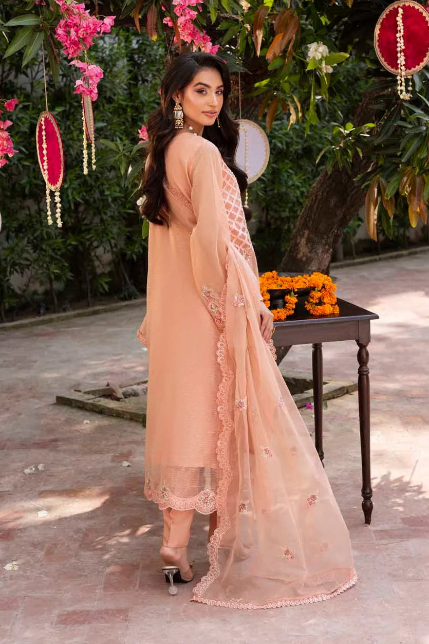 Rose Mist Organza & Jacquard Embroidered & Hand Embellished Suit