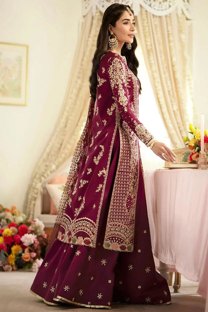 Burgundy Handmade Organza Sharara