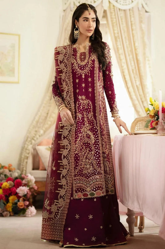 Burgundy Handmade Organza Sharara