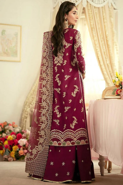 Burgundy Handmade Organza Sharara