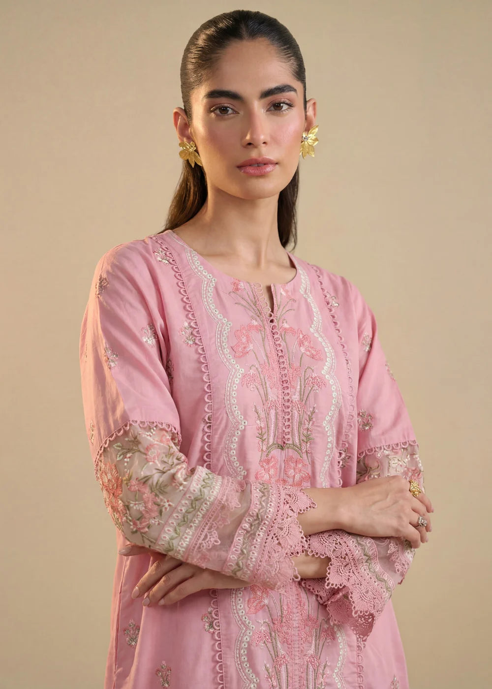 Carnation Pink Embroidered Lawn Suit
