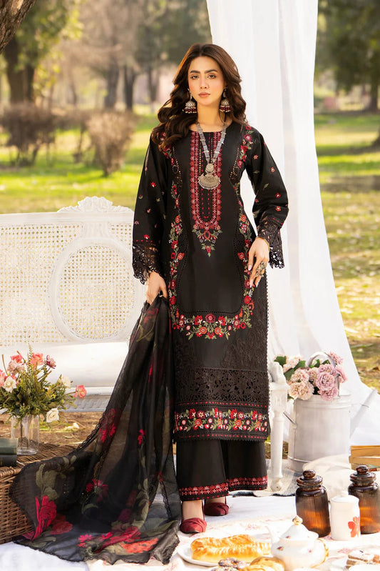 Black Chikankari Lawn Suit with Cutwork Details