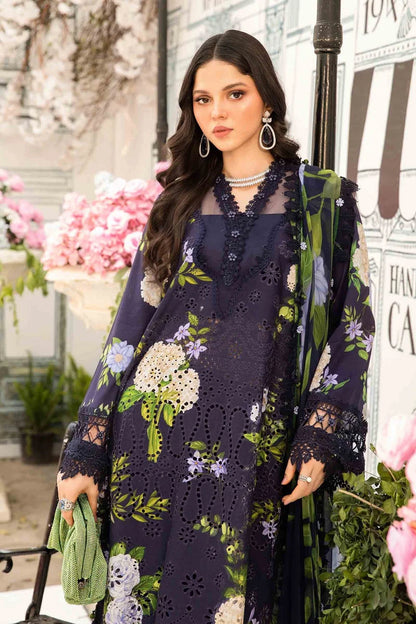 Navy Blue Chikankari Lawn Suit with Chiffon Dupatta