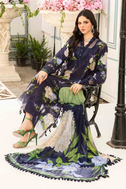 Navy Blue Chikankari Lawn Suit with Chiffon Dupatta