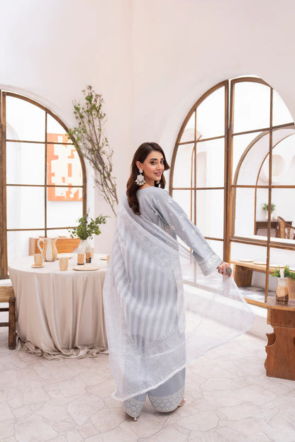 Dove Grey Richly Embroidered Farshi Shalwar Suit