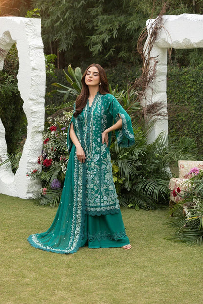 Cross Stitch Embroidered Luxury Lawn Suit with Chiffon Dupatta