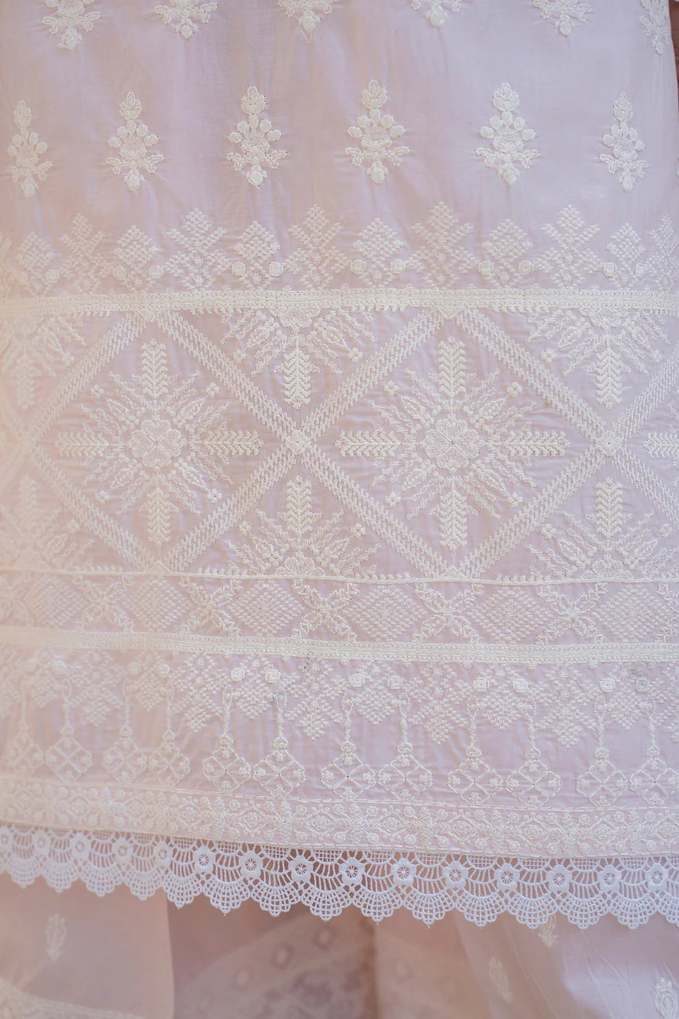 Dusty Peach Heavy Embroidered Pure Cotton Suit with Matte Thread Work