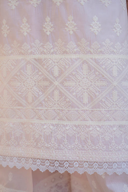Dusty Peach Heavy Embroidered Pure Cotton Suit with Matte Thread Work
