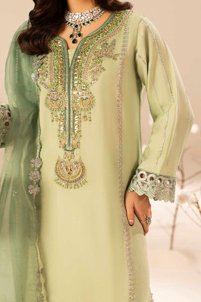 Mint Green Hand Embellished & Embroidered Raw Silk Suit with Potil