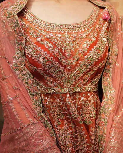 Orange Handmade Lehenga Choli / Sharara