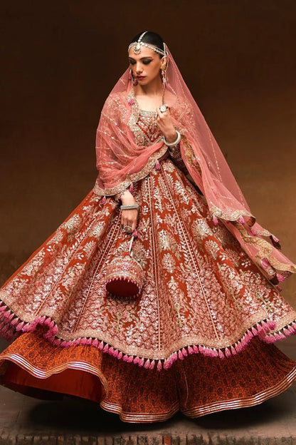 Orange Handmade Lehenga Choli / Sharara