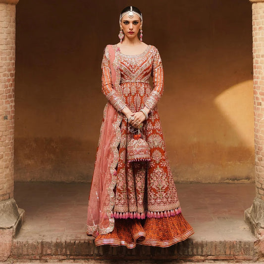 Orange Handmade Lehenga Choli / Sharara