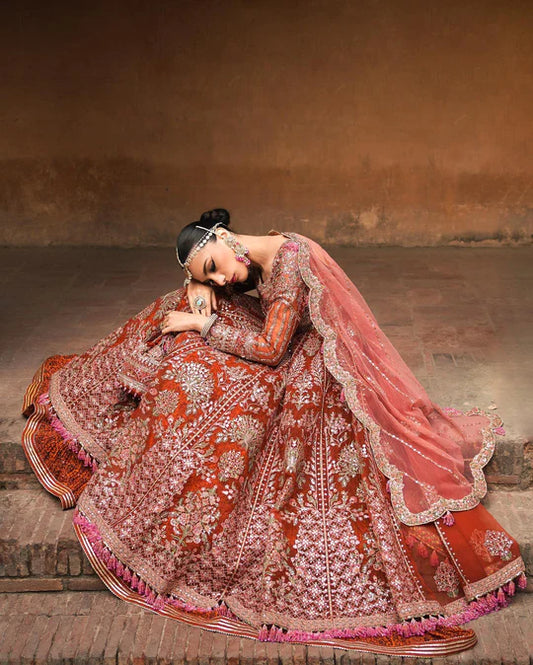 Orange Handmade Lehenga Choli / Sharara