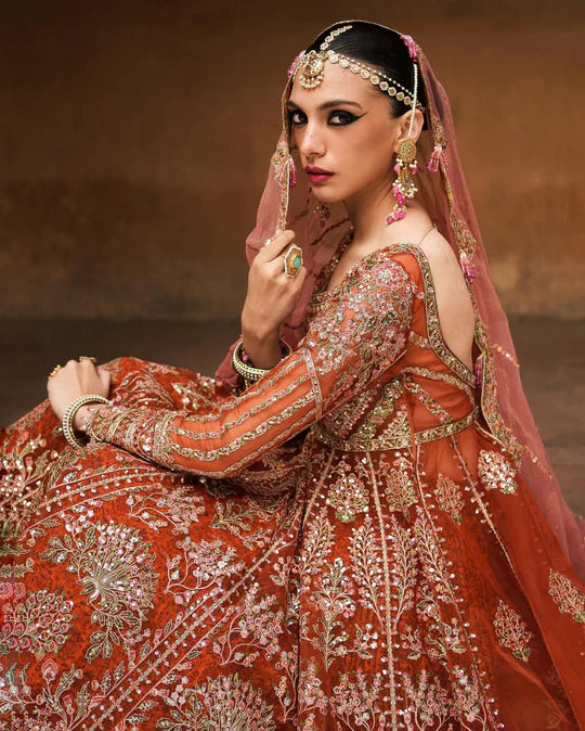 Orange Handmade Lehenga Choli / Sharara