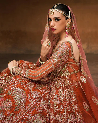 Orange Handmade Lehenga Choli / Sharara