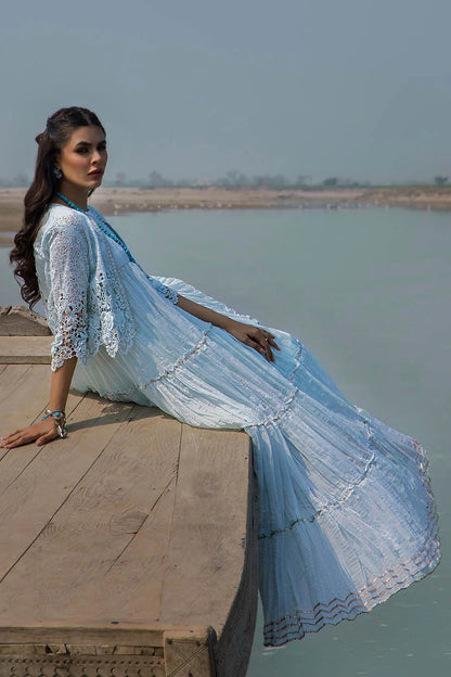Sky Blue Crocheted Maxi with 3D & Gota Work