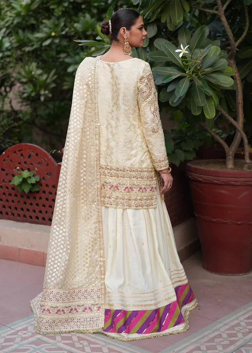 Ivory Embellished Lehenga with Long Shirt