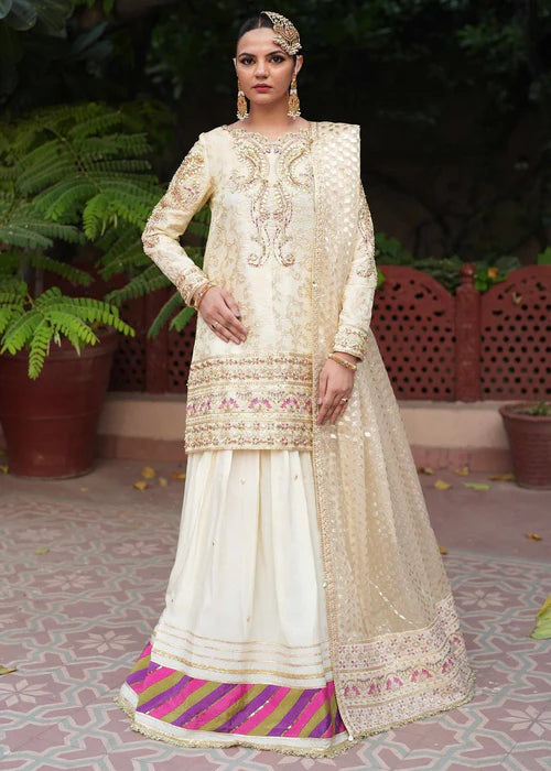 Ivory Embellished Lehenga with Long Shirt