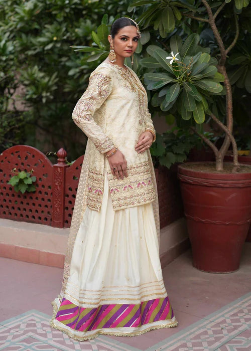 Ivory Embellished Lehenga with Long Shirt