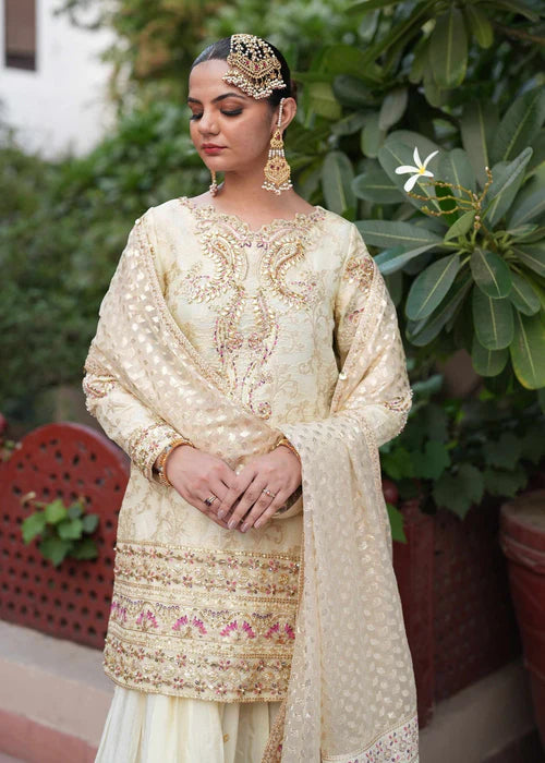 Ivory Embellished Lehenga with Long Shirt