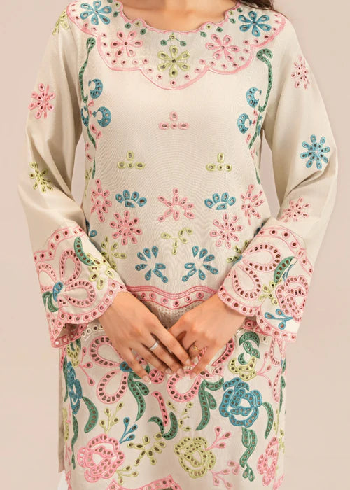 Chikankari Embroidered Dhanak Kurta Set