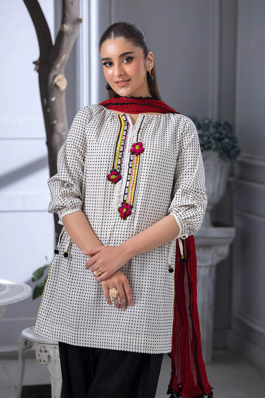 Pure Cotton Farshi Shalwar Suit with Mirror Work
