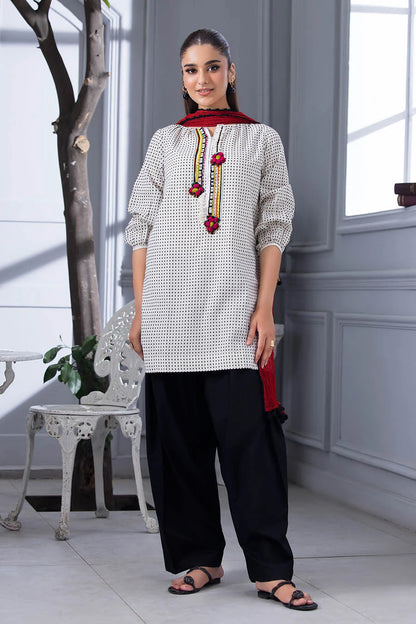 Pure Cotton Farshi Shalwar Suit with Mirror Work