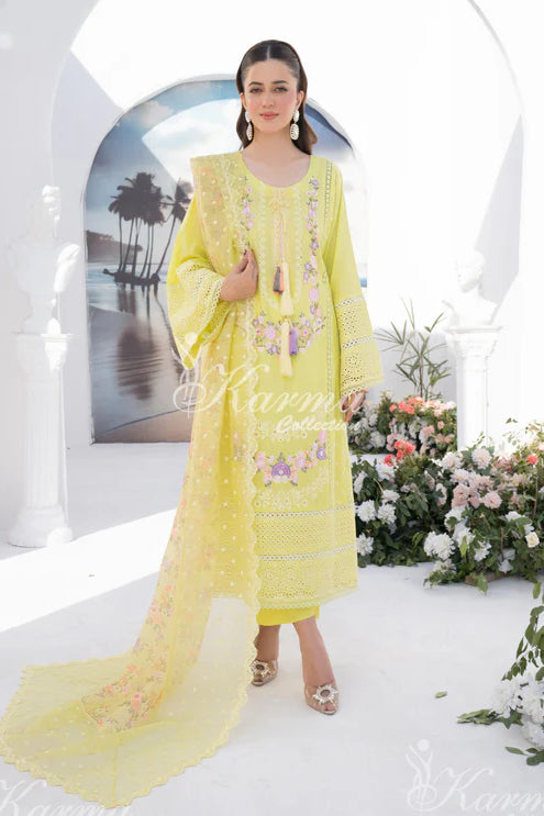 Lime Yellow Chikankari Pure Cotton Suit
