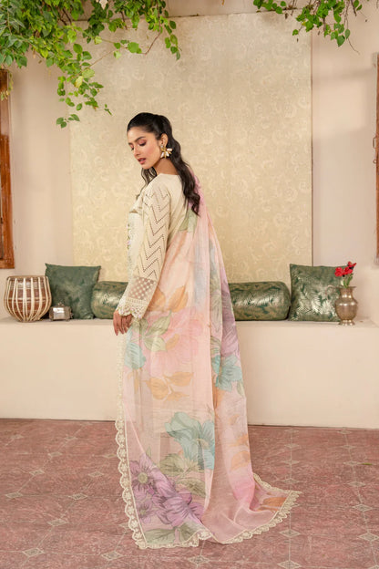 Cream Pure Cotton Chikankari Suit